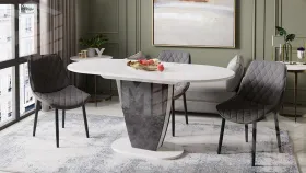 Стул OSCAR Черный муар, Велюр L002 серо-бежевый