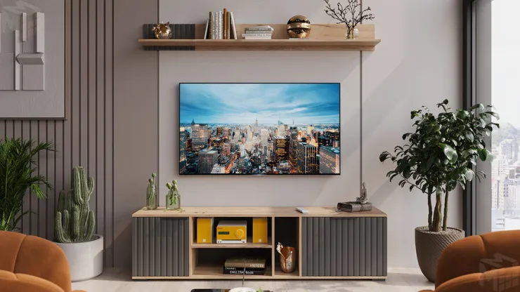 Модульная гостиная Хилтон Дуб Крафт золотой, Графит матовый