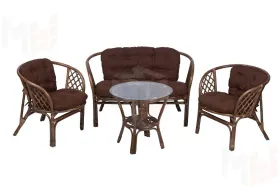 Комплект Багама с диваном и простыми коричневыми подушками