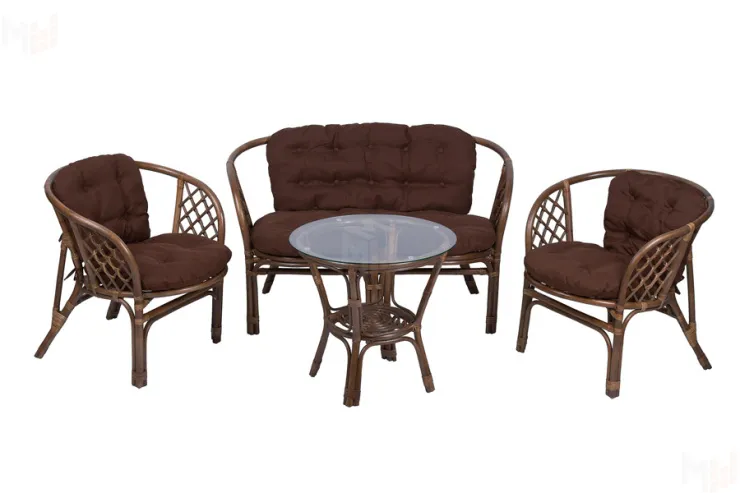 Комплект Багама с диваном и простыми коричневыми подушками