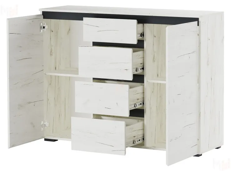 Комод  ГРЕТТА 2С4Я Крафт белый-Антрацит