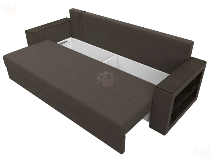 Диван прямой Дубай Лайт полки справа ( Коричневый )