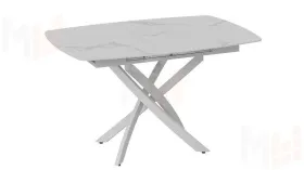 Стол обеденный раздвижной Манхеттен Т1 Белый муар, Стекло матовое белый мрамор