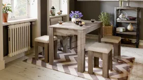 Обеденная группа Ганновер - ГН №2 Дуб Сонома трюфель, Рогожка Capri Бежевая