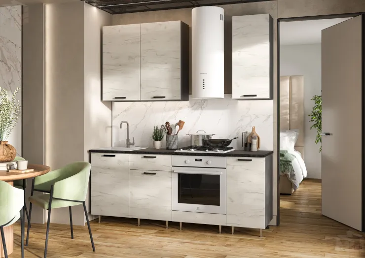 Кухня Рио New 2,0/900 (490) комп №2 ЛДСП Дуб крафт белый, Графит (Кастилло темный)