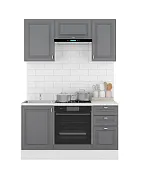 Кухня Ева 1,5 МДФ Графит Софт (стол 40 3 ящика)