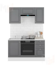 Кухня Ева 1,5 МДФ Графит Софт (стол 40 3 ящика)