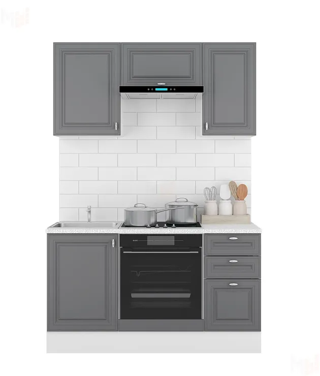 Кухня Ева 1,5 МДФ Графит Софт (стол 40 3 ящика)