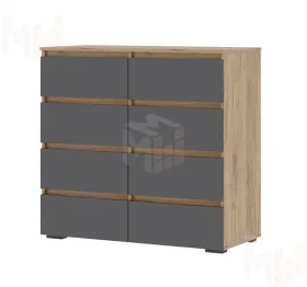 Комод Хелен КМ 04 8 ящиков дуб крафт золото - серый графит