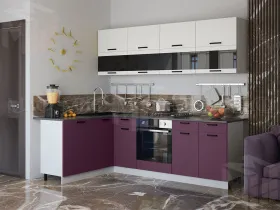 Кухня угловая Техно New 1,6*2,4 комп №4 Белый снег софт/Слива софт