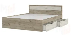 Кровать Гармония 1,6 КР-604 с ящиками дуб крафт белый - дуб крафт серый
