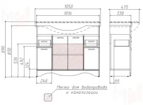 Тумба под умывальник "Классика 105" RICH белое дерево Домино