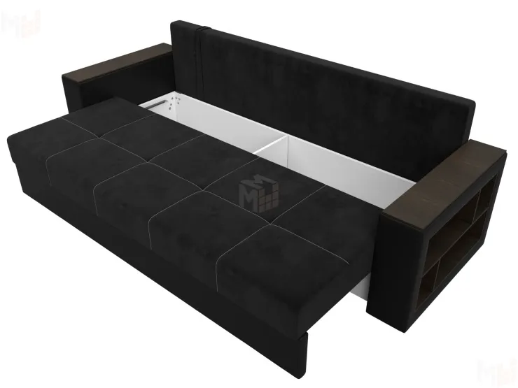Диван прямой Дубай Лайт ( Черный\Черный )