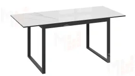 Стол обеденный Маркус Тип 1 Черный муар, Стекло белый мрамор