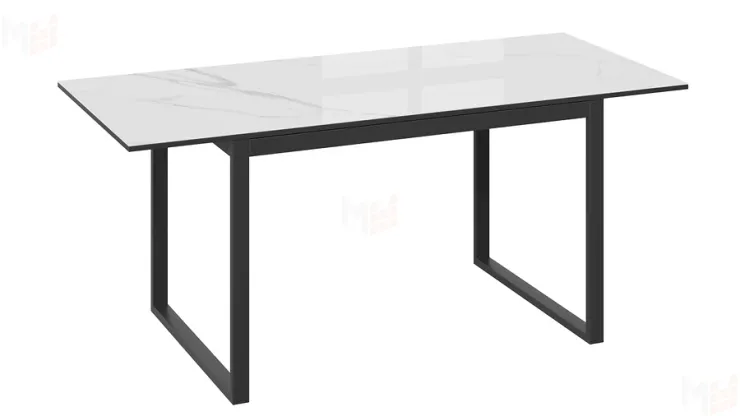 Стол обеденный Маркус Тип 1 Черный муар, Стекло белый мрамор