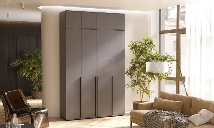 Шкаф Норд 4-х створчатый с антресолью (графит)