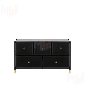 Комод Leset Нирита/Хайди широкий 5 ящиков, Черный (Черный/Черный)