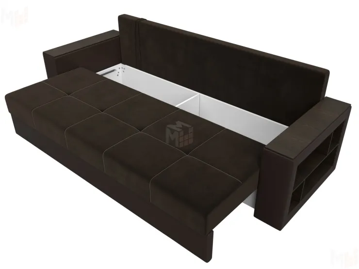 Диван прямой Дубай Лайт полки справа ( Коричневый )
