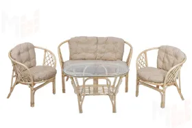 Комплект Багама с диваном с простыми  подушками и овальным столом
