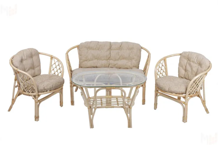 Комплект Багама с диваном с простыми  подушками и овальным столом