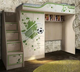 Кровать-чердак ФУТ-4/1 + тумба-лестница ФУТ-13/8 серия Футбол