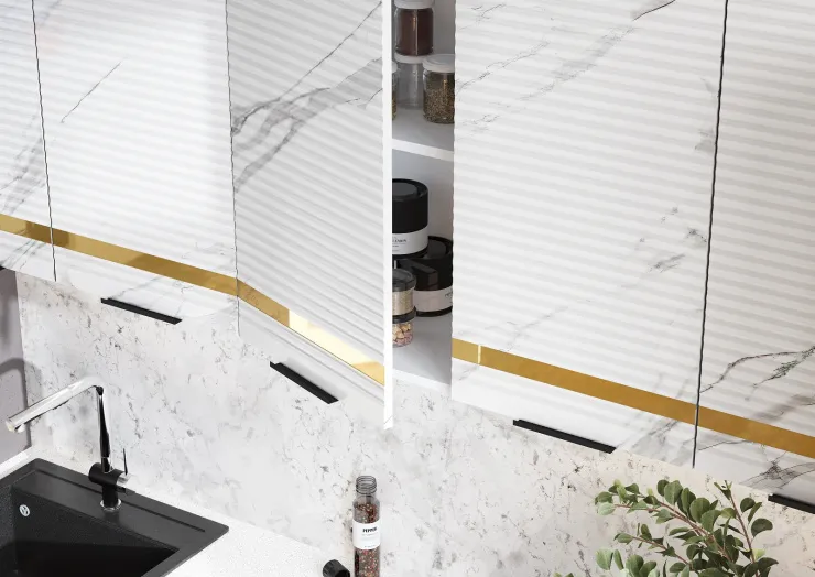 Кухонный гарнитур Милена 2,0 (мрамор золото)