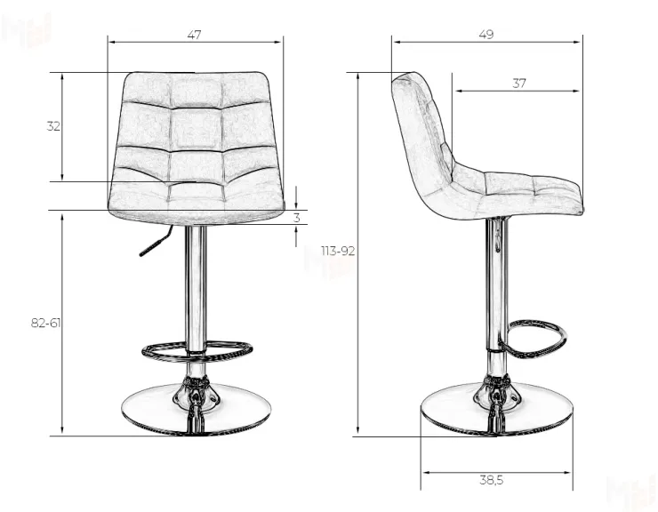 Стул барный DOBRIN TAILOR WHITE (черный велюр (MJ9-101))