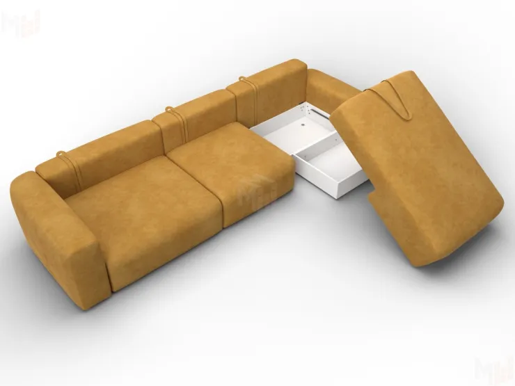 Диван угловой Лига-066 НПБ Лонг угол правый ( BRUT 10 желтый )