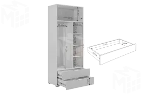 Шкаф двухдверный Зефир  120.01 белое дерево/пудра розовая (эмаль)