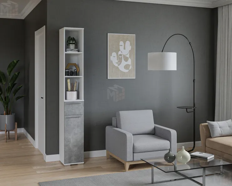 Шкаф Калифорния №2 (Белый / Ателье Светлый)