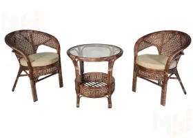 Комплект мебели из ротанга "Пеланги дуэт": два кресла и круглый столик  02/15