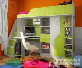 Кровать-чердак Фанки Кидз 15 + лестница-комод 13/8СВ