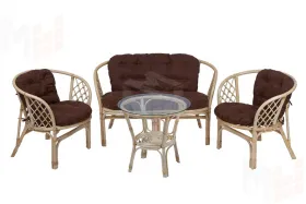 Комплект Багама с диваном и простыми коричневыми подушками