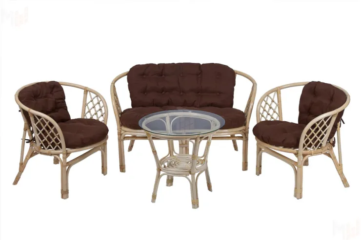 Комплект Багама с диваном и простыми коричневыми подушками