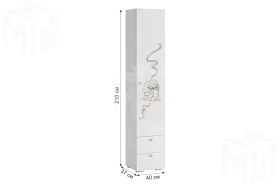  Шкаф комбинированный Гламур белый/белый глянец