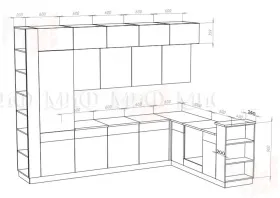 Кухня Техно-5 New угловая 3,2*2,24 сонома/браш блю