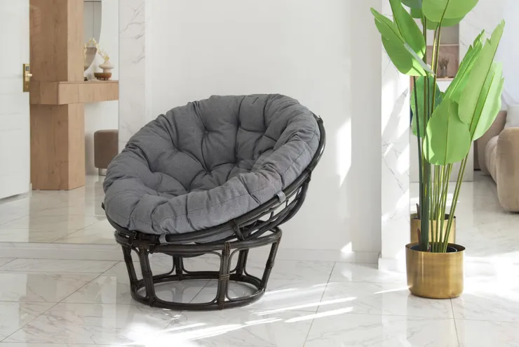 Кресло Папасан 23/01 с серой подушкой