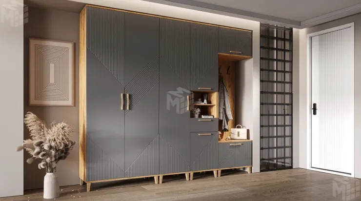 Прихожая Ирис Графит/Дуб Крафт