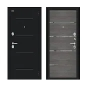 Входная металлическая дверь Лайн Букле черное/Grey Melinga