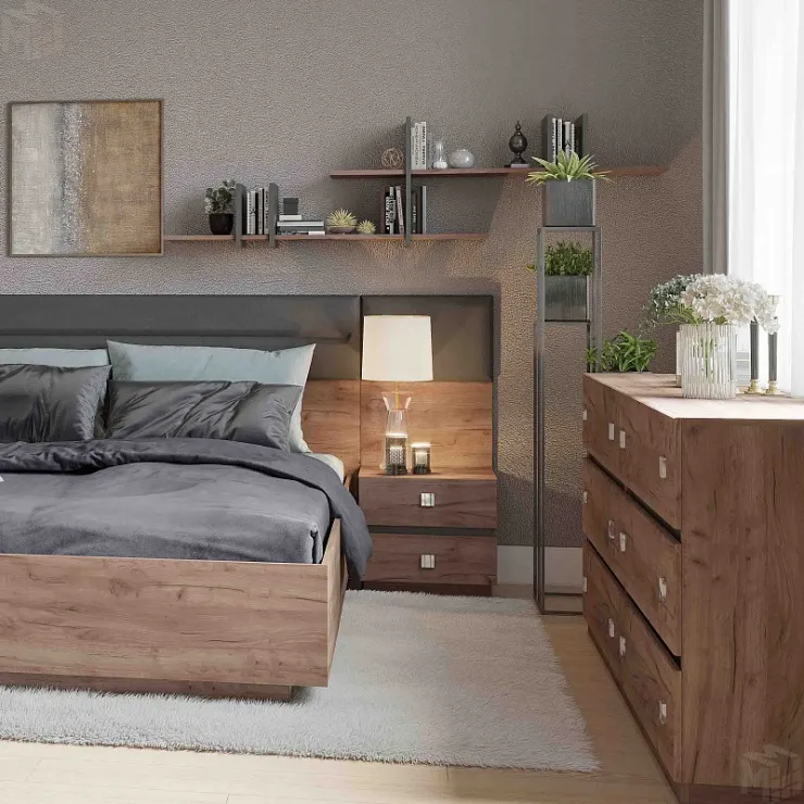 Кровать Neo 308 Люкс с подъемным механизмом (1400) Дуб табачный