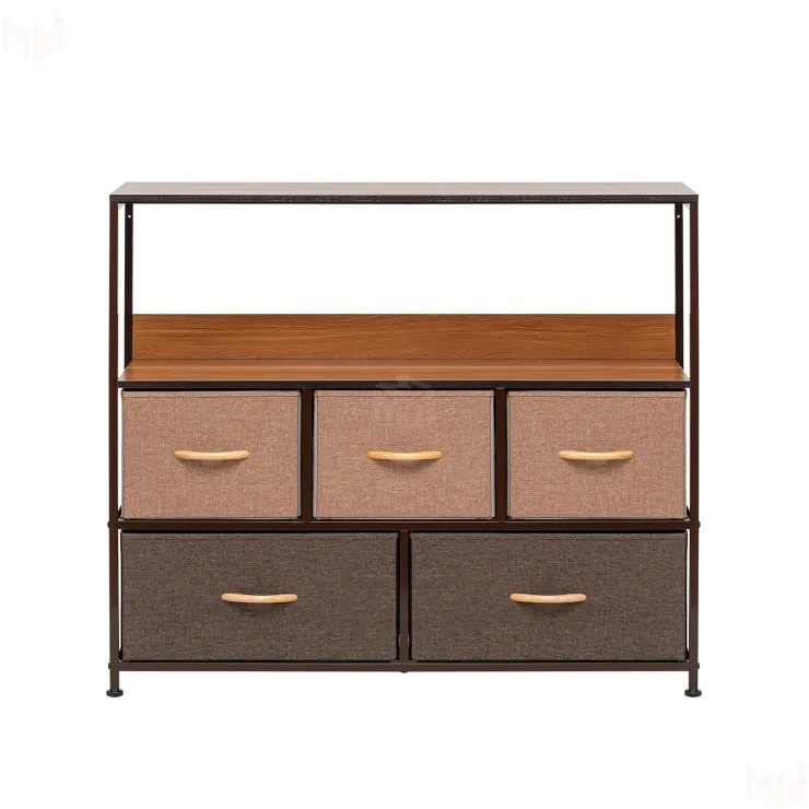 Комод Leset Локи 5 ящиков с полкой (Коричневый/Бежевый, светло-коричневый, темно-коричневый/Красный клён)