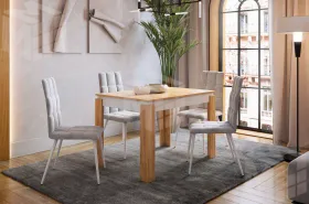 Стол обеденный раздвижной Гермес 2 дуб крафт золотой/белое дерево