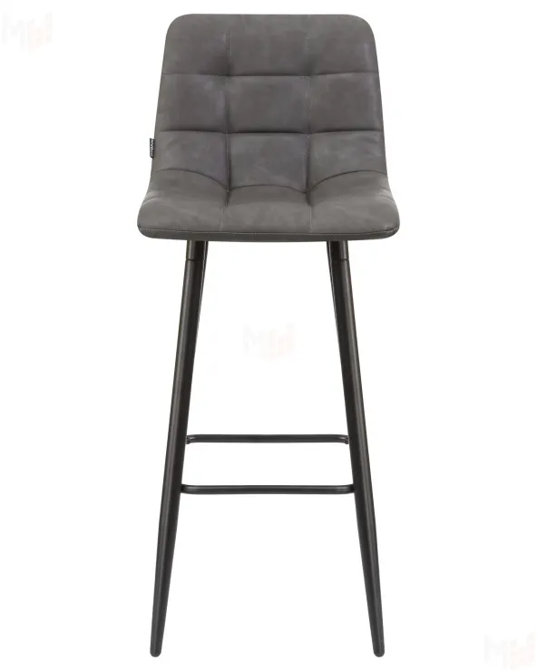 Стул барный DOBRIN NICOLE (черные матовые ножки, серая антрацитовая винтажная экокожа (RU-08))