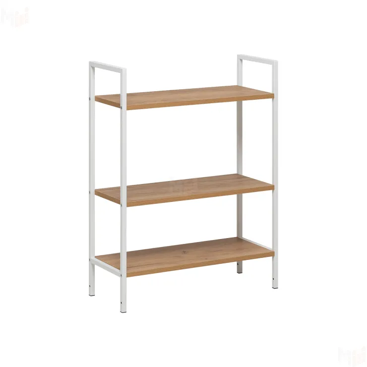 Стеллаж Leset Стилвуд 23 широкий, 3 полки (Белый/Дуб крафт золотой)