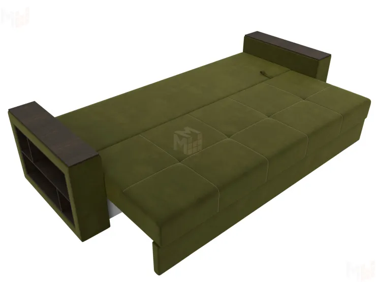 Диван прямой Дубай Лайт полки слева ( Зеленый )
