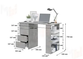 Стол письменный Асти-3 (бетон)