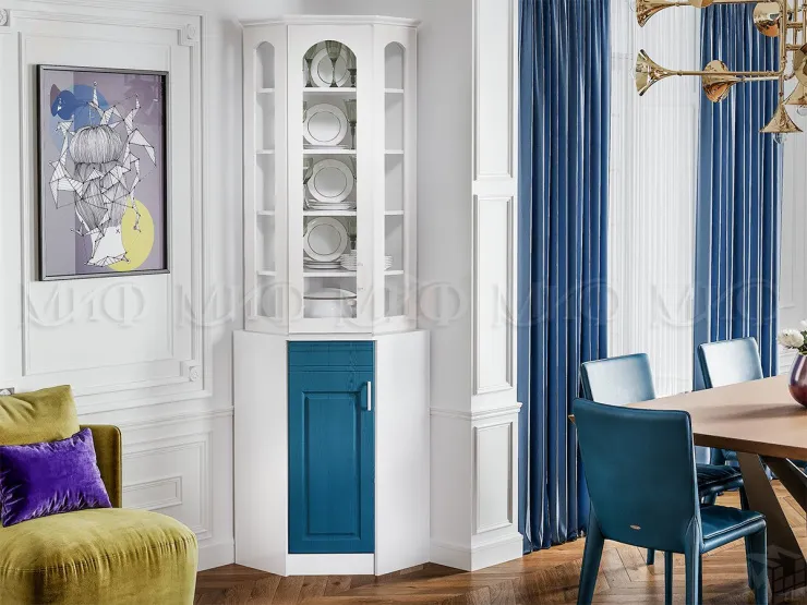 Буфет Констанция угловой (белый/джинс)