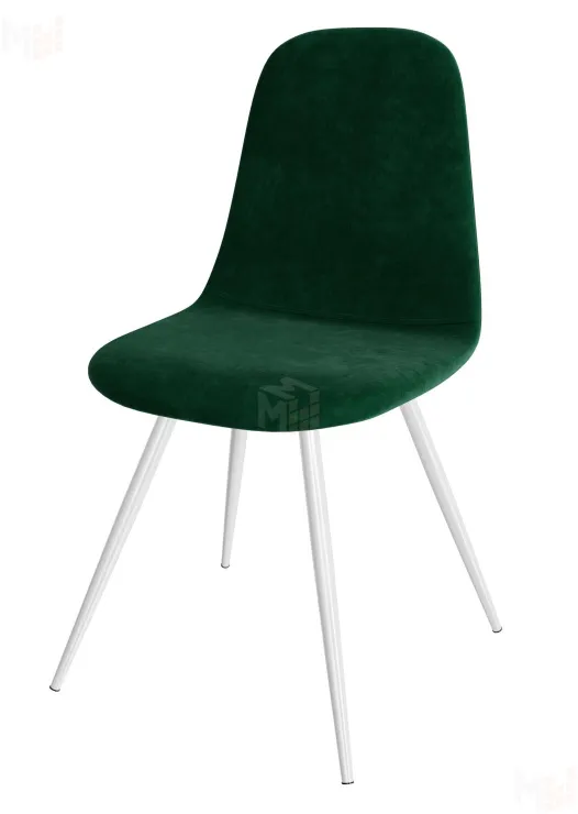 Стул Кассиопея (велюр изумруд, ноги конус белый)