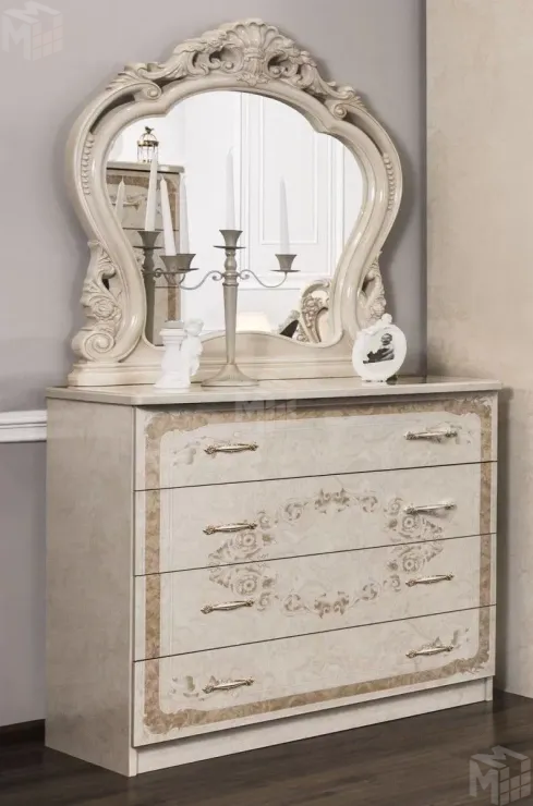 Комод Патрисия 4 ящика крем корень глянец