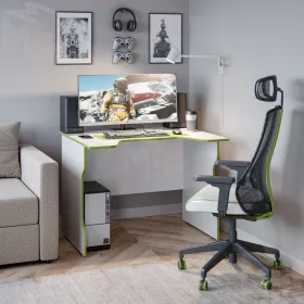 S00593 ВАРДИГ К2 стол компьютерный 100x75x82, белый/лайм